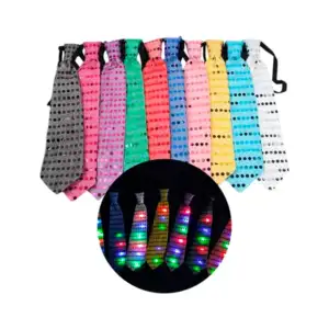 Paquete con 12 corbatas grandes de tela para fiesta con luz led, elás…