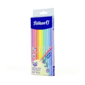 Paquete con 12 lápices redondos pelikan de colores pastel con punta s…