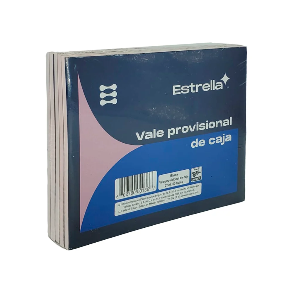Block vale provisional gastos de caja con 50 hojas, estrella / 001367