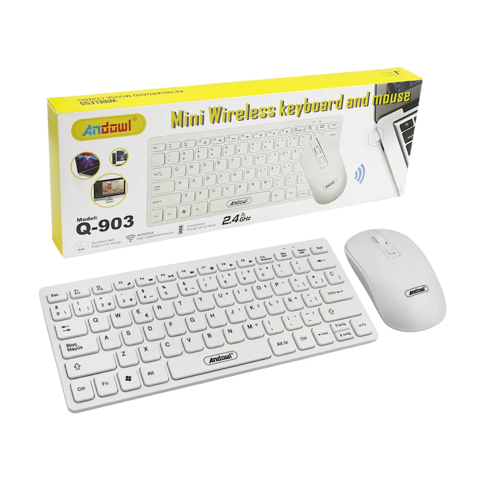 Combo mini con teclado y mouse inalámbricos andowl de 78 teclas, 2.4g…