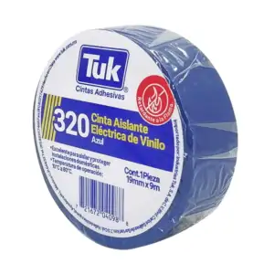 1pza Cinta aislante eléctrica de vinilo tuk color azul con 9m y 1.9cm…
