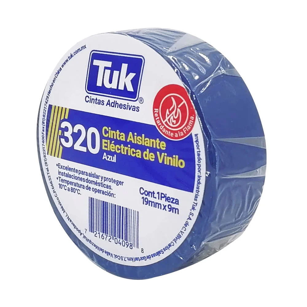 1pza Cinta aislante eléctrica de vinilo tuk color azul con 9m y 1.9cm…