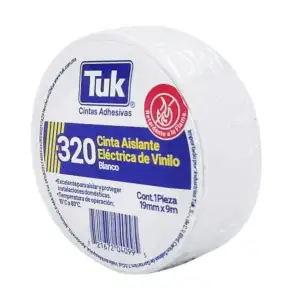 1pza Cinta aislante eléctrica de vinilo tuk color blanca con 9m y 1.9…