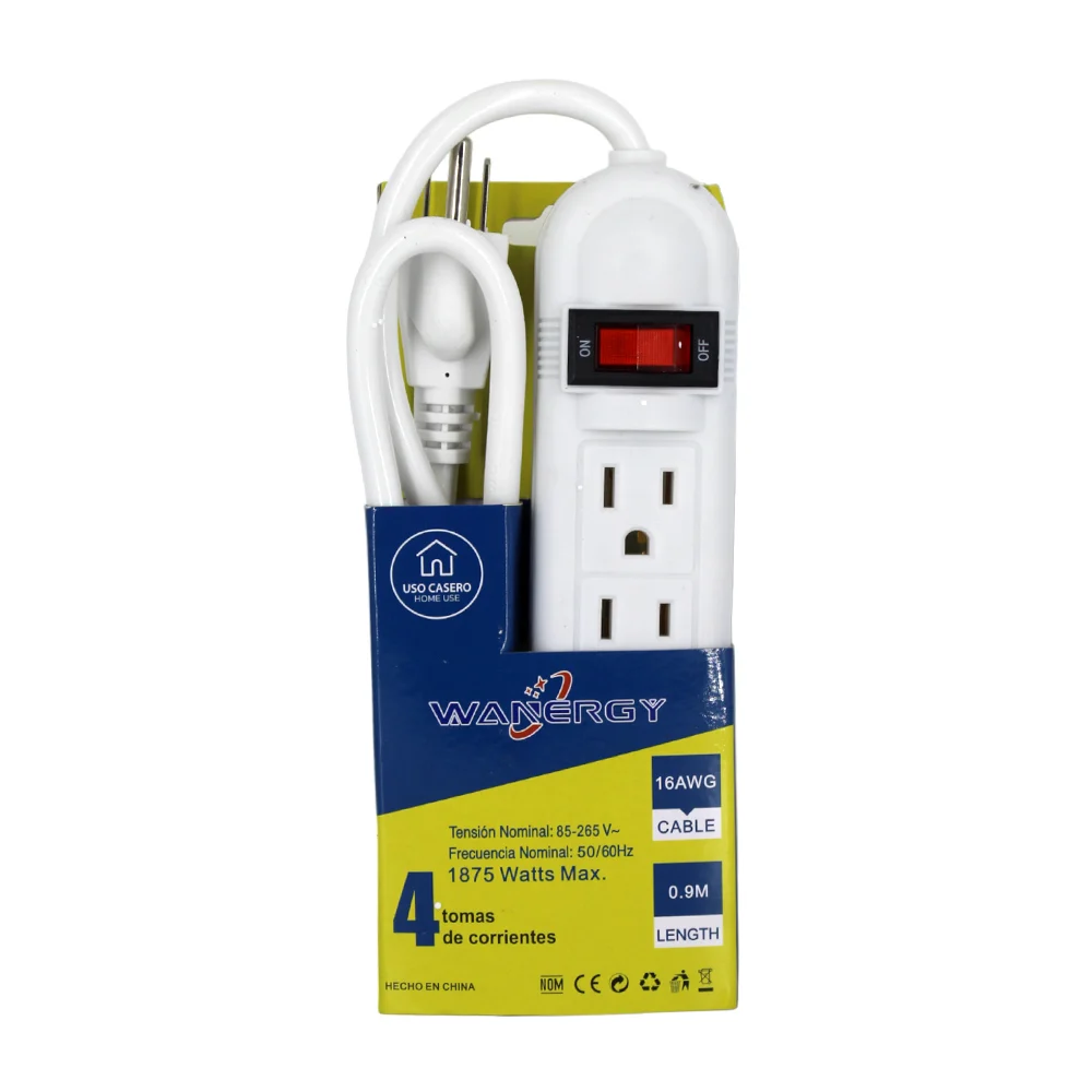 Barra multicontacto wanergy con interruptor apagador y 4 tomacorrient…