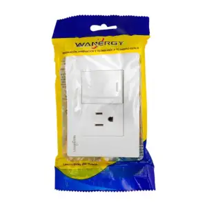 Placa wanergy con 1 apagador y 1 tomacorriente sencillo en módulo bla…