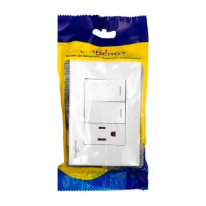 Placa wanergy de 2 apagadores y 1 tomacorriente color blanco / 05207