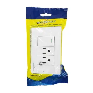Placa apagador sencillo de pared con 2 enchufes wanergy de color blan…