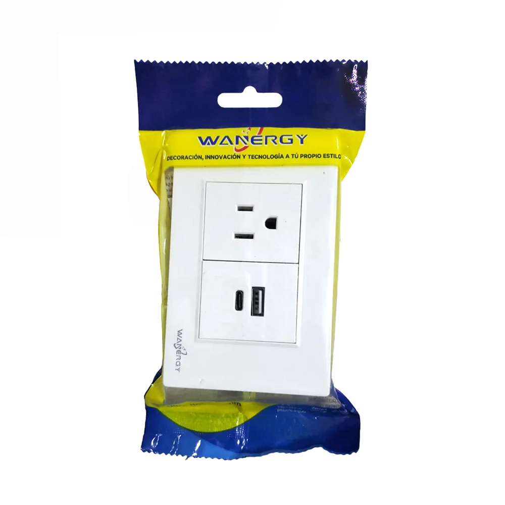 Placa enchufe de pared con 1 contacto tomacorriente, 1 contacto usb y…