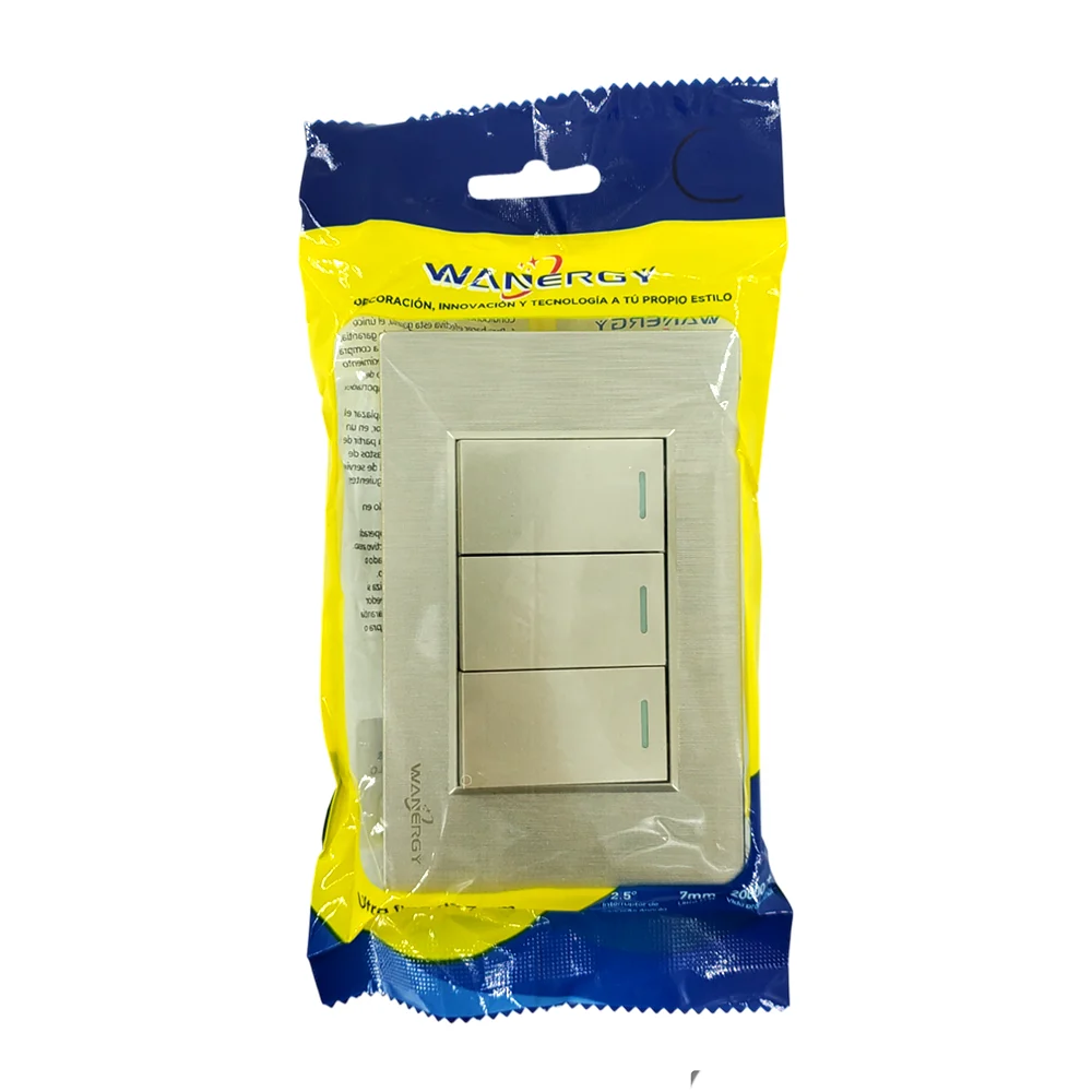 Placa apagador de pared triple wanergy de color dorado / 052418