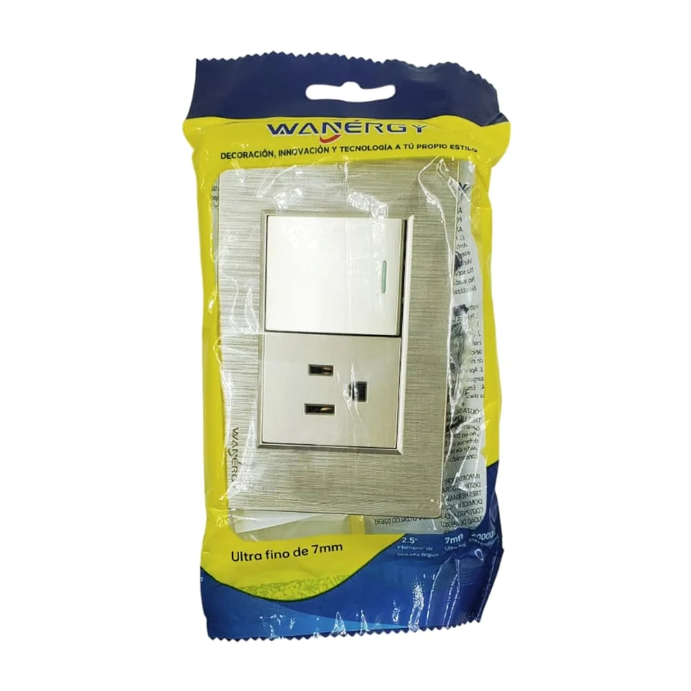 Placa apagador sencillo de pared con enchufe wanergy de color dorado …