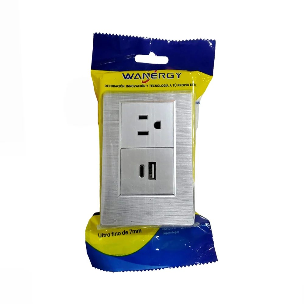Placa enchufe de pared con 1 contacto tomacorriente, 1 contacto usb y…