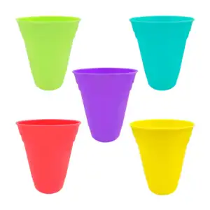 Vaso de plástico jumbo con relieve de líneas, variedad de colores lis…