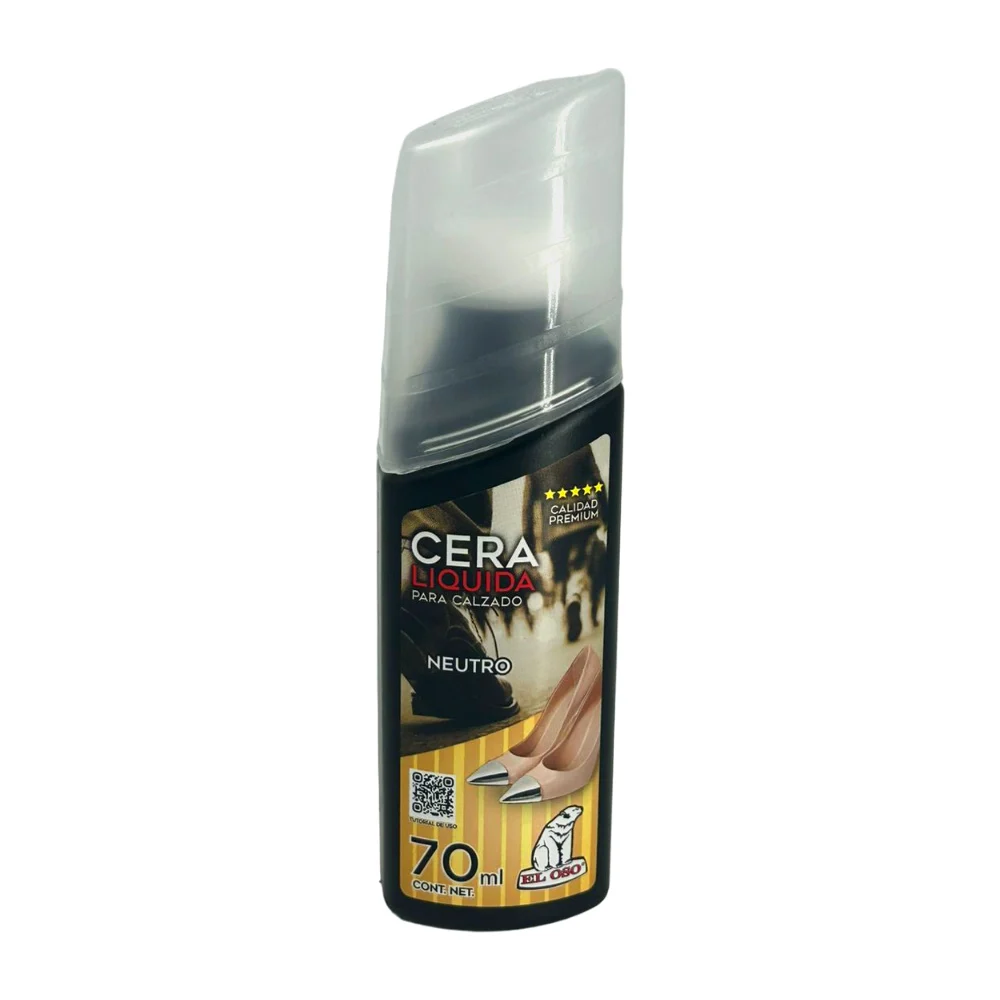 Bote de cera liquida para calzado en color neutro con aplicador de es…