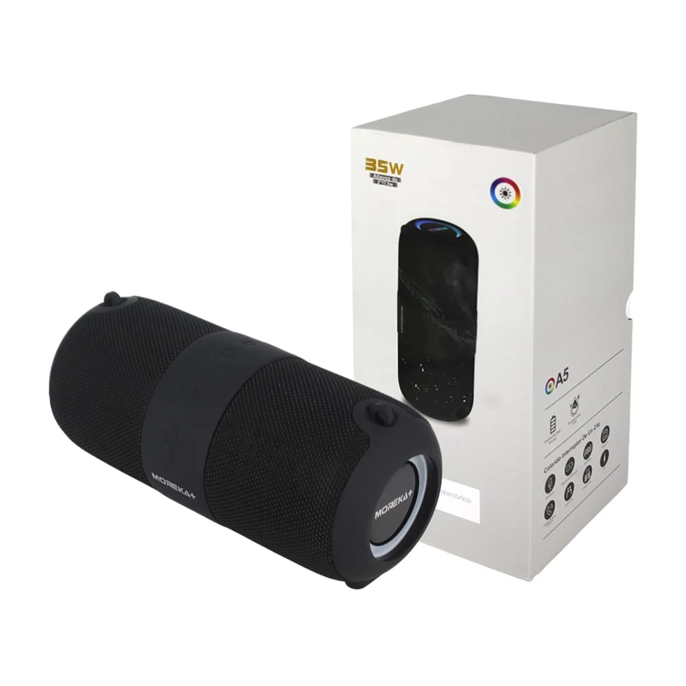 Altavoz / bocina inalambrica moreka con forma cilíndrica con luces rg…