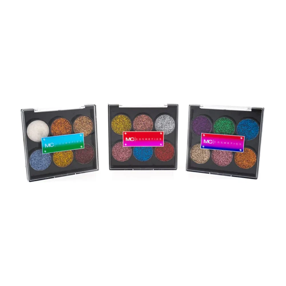 Paleta de 6 sombras mc cosmetics con glitter, variedad de colores / hb101670