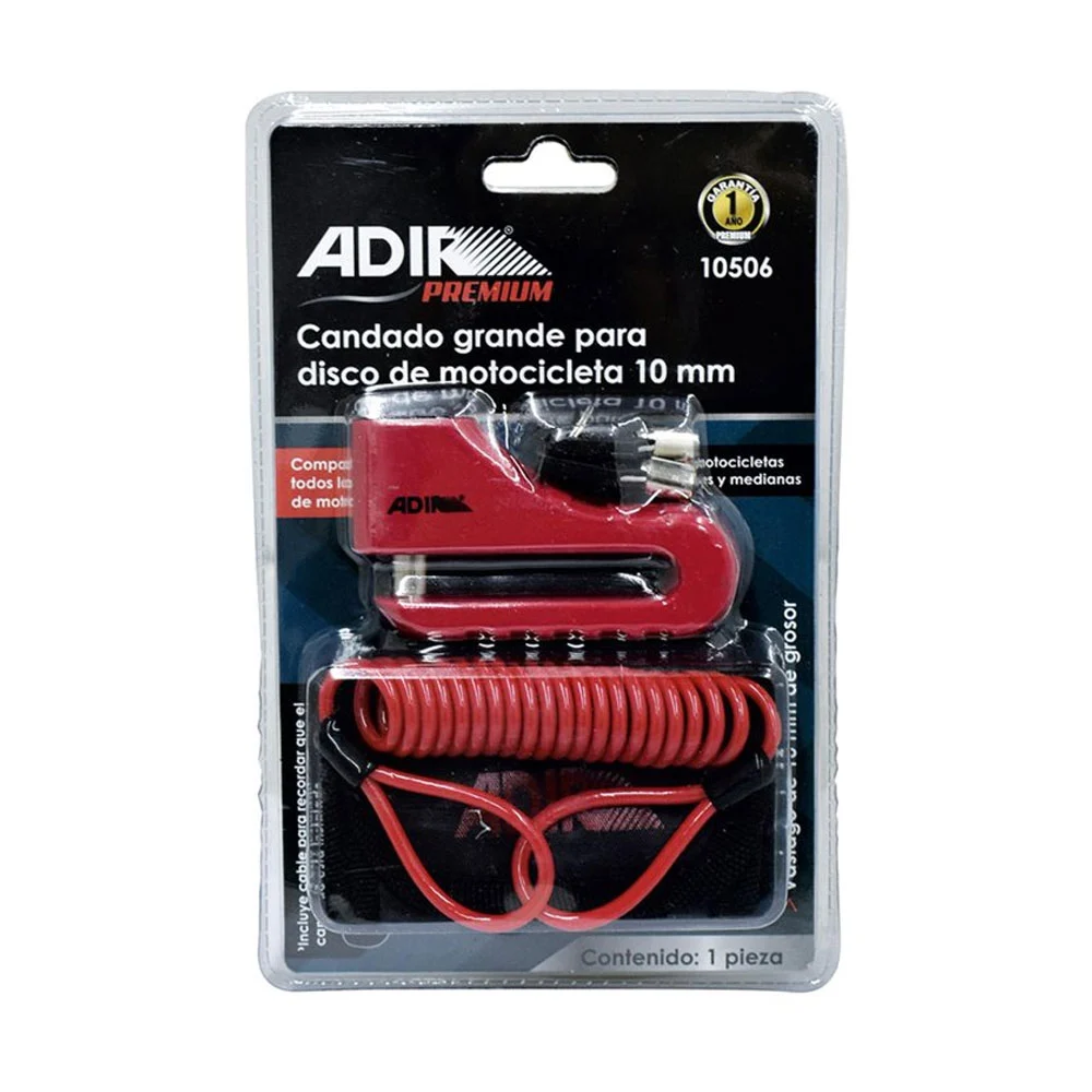 Candado grande 10mm + cable, estuche y juego de 2 llaves, para disco …