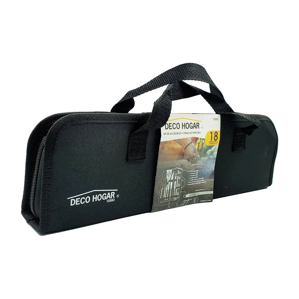 Estuche negro con 18 utensilios de acero inoxidables para bbq / deco …