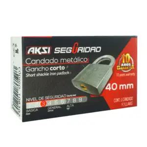 Candado metálico aksi de 40mm con gancho corto y juego de 3 llaves / …