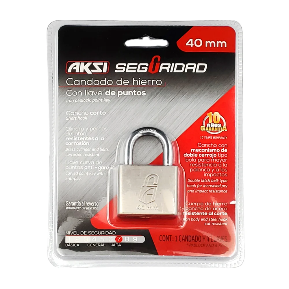 Candado con gancho corto, llaves de 3 puntos y seguridad alta / canda…