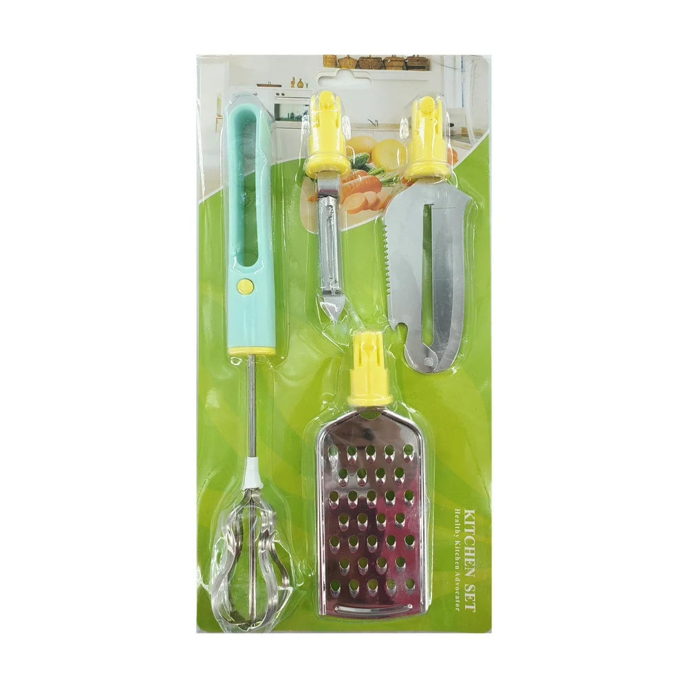 Blíster con 4 utensilios para cocina de acero inoxidable en forma de …