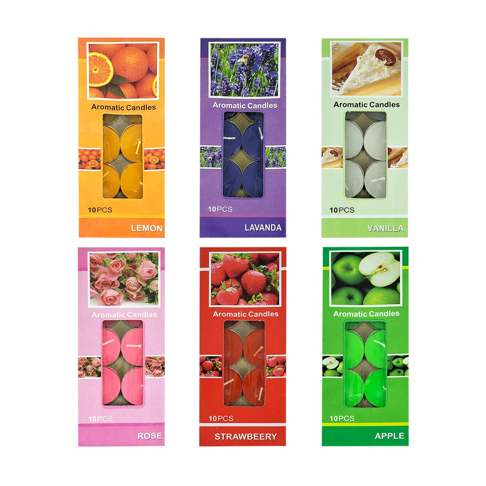 Paquete con 10 mini velas de cera aromáticas, variedad de esencias / …