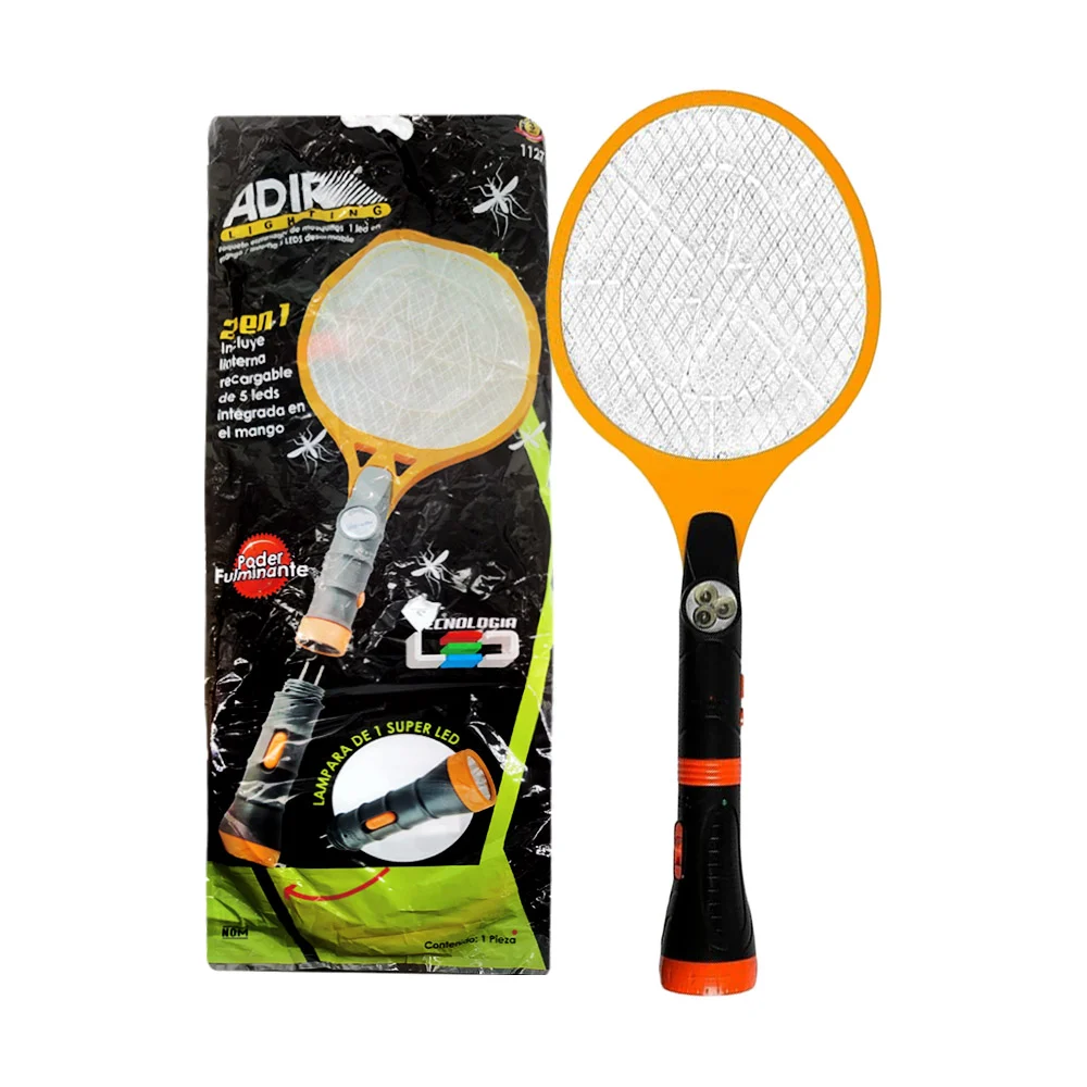 Raqueta eléctrica led mata mosquitos recargable con lámpara y lintern…