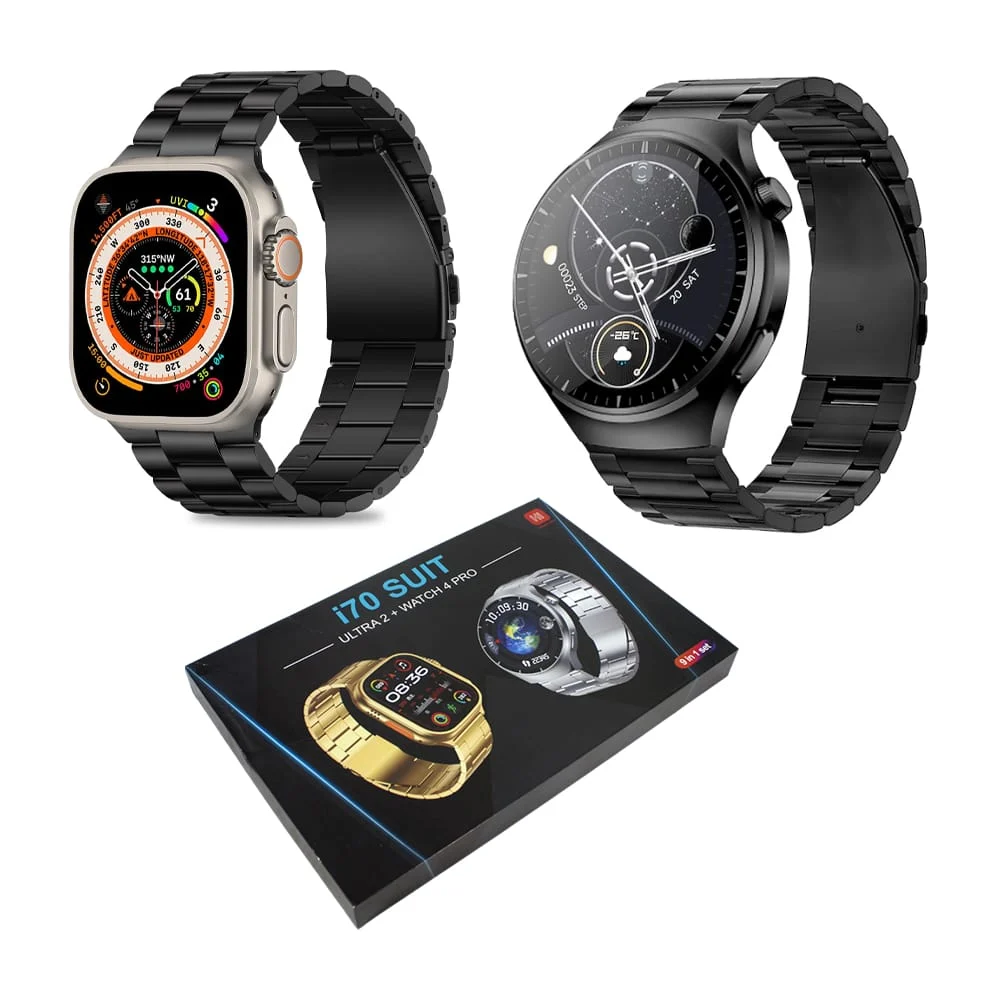 Set de 2 smart watch ultra en forma cuadrada y circular + 7 correas i…