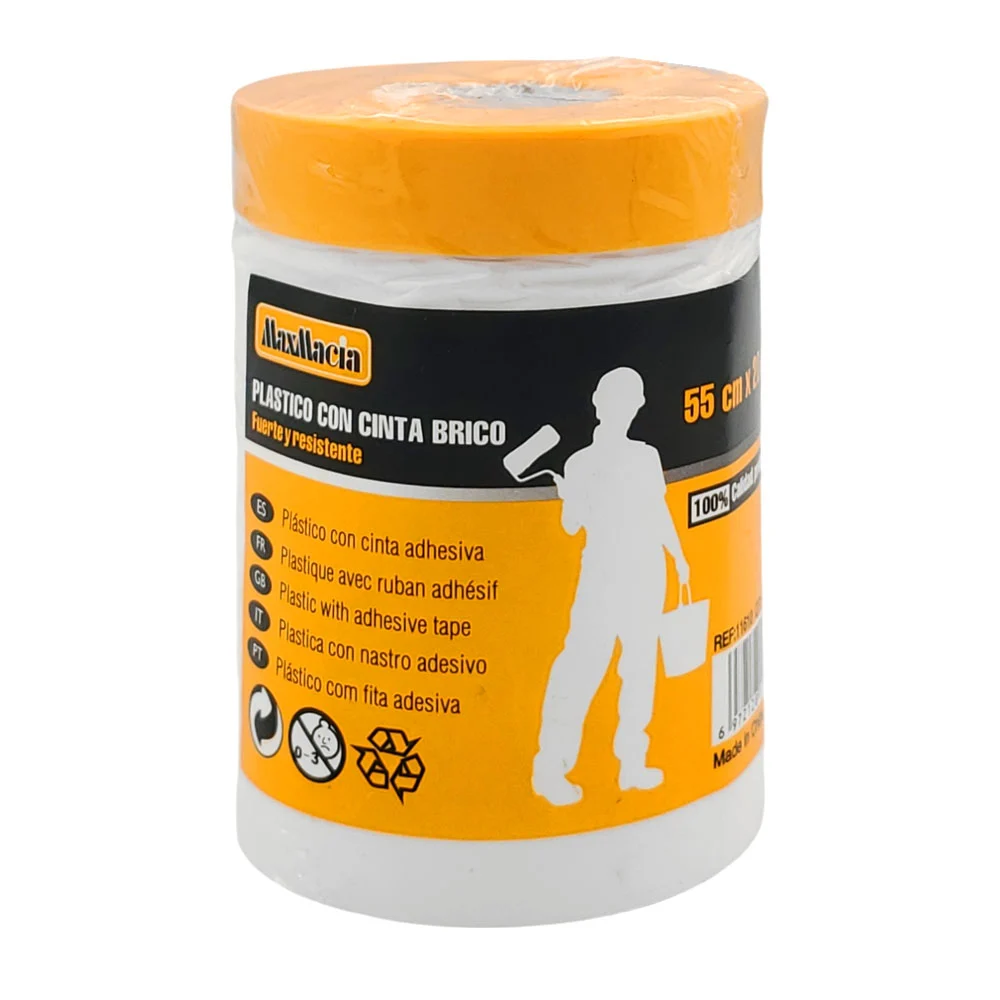 Rollo pequeño de cubierta plástica con bordes encintados para pintar, 55cmX20m / 11610