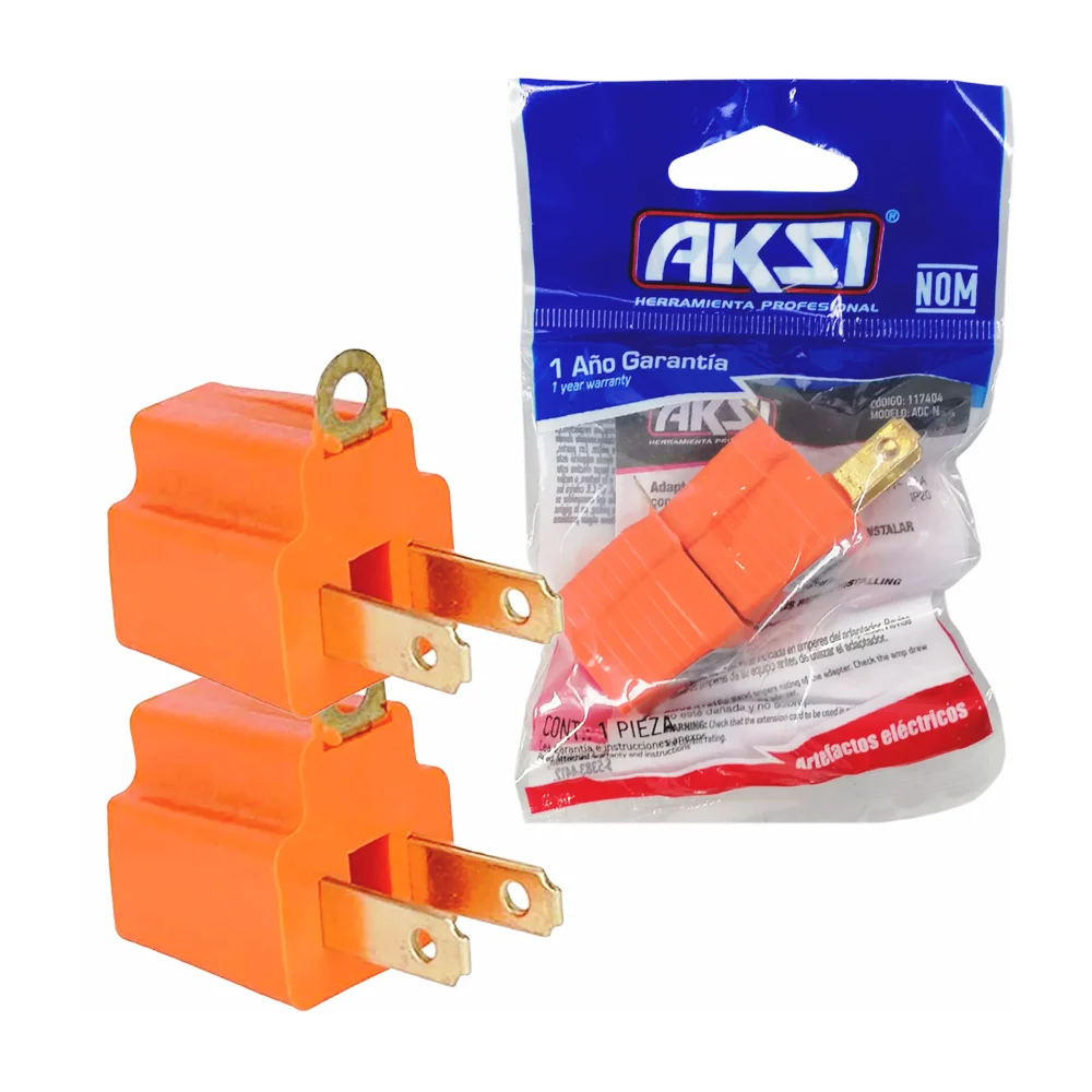 Set 2 adaptadores aksi de clavija aterrizada trifásica a bifásica / 1…