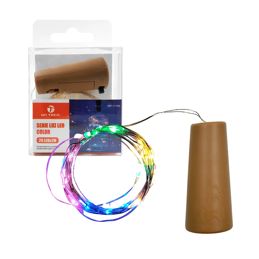 Corcho con serie tira led on teck tipo alambre de 2 metros y 20 focos…