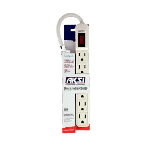 Barra multicontacto aksi con 6 contactos tomacorrientes y cable de 20…