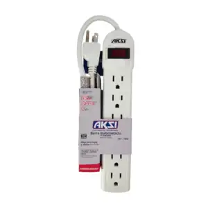 Barra multicontacto aksi con 6 contactos tomacorrientes y cable de 50…