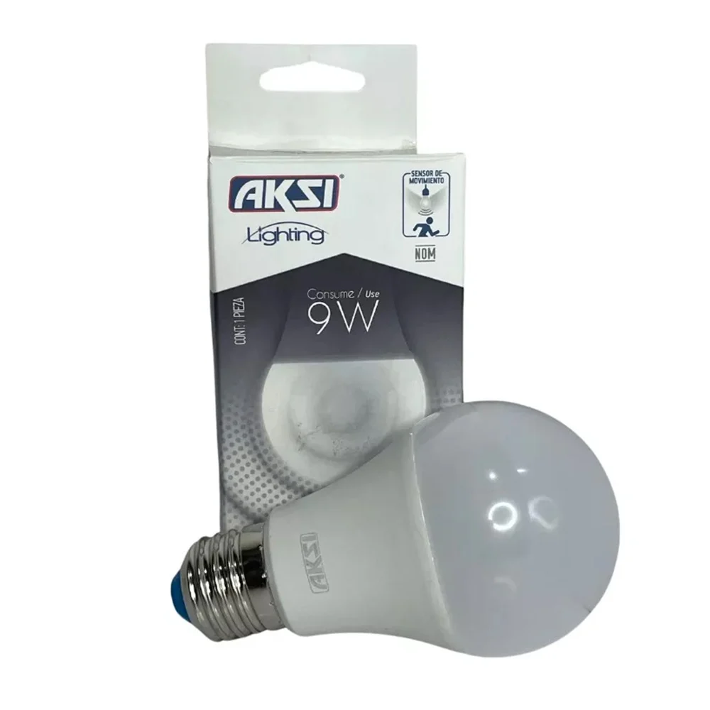 Foco ahorrador led aksi de luz blanca con sensor de movimiento, 60-9w…