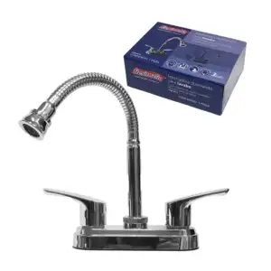 Llave mezcladora duomando para lavabo con palanca plana y cuello flex…