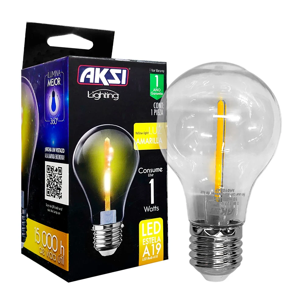 Foco bombilla led estela a19 aksi de color amarilla, 1w / lighting / …