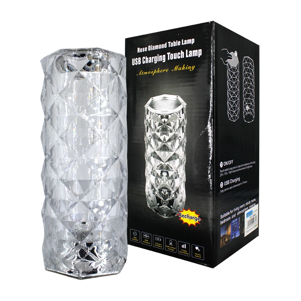 Lámpara decorativa táctil en forma de jarrón cristal con luces rgb in…