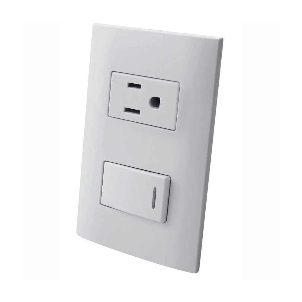 Placa plástica blanca aksi con apagador interruptor sencillo y contac…