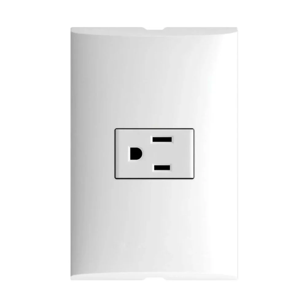 Placa de pared aksi con 1 contacto tomacorriente en color blanco / al…