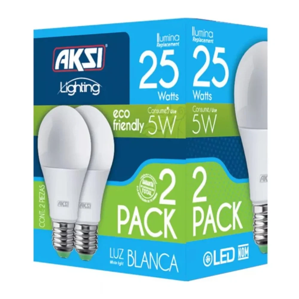 Paquete con 2 focos bombillas ahorradoras aksi de luz blanca, 25-5w /…