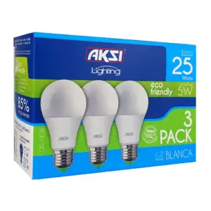 Paquete con 3 focos bombillas ahorradoras aksi de luz blanca, 25-5w /…