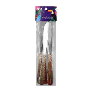 Paquete de 6 cuchillos metálicos con decoración en el mango de rombos…