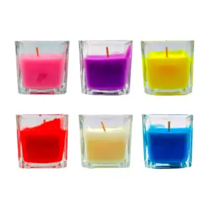 1pza Vela de cera con aroma y veladora de vidrio, 4.5x5cm, variedad d…