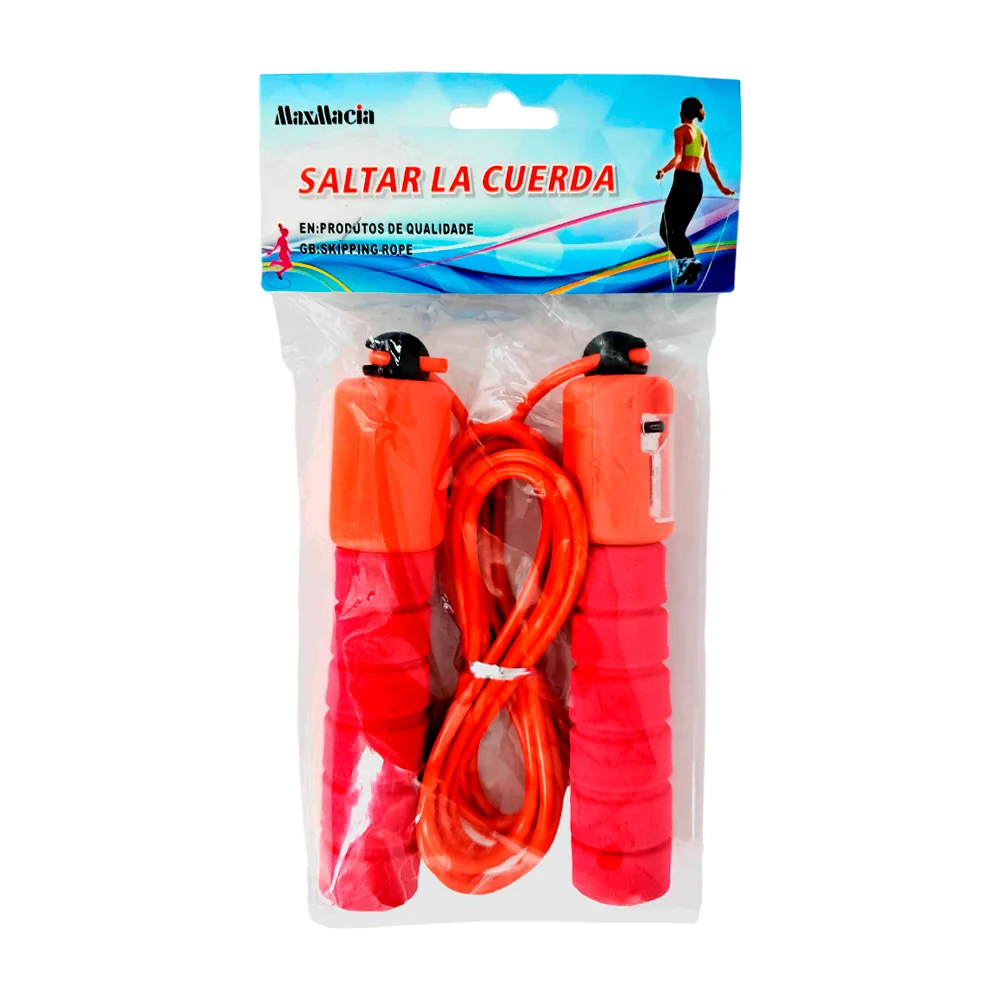 Cuerda para saltar con mango de plástico con espuma + contador de sal…