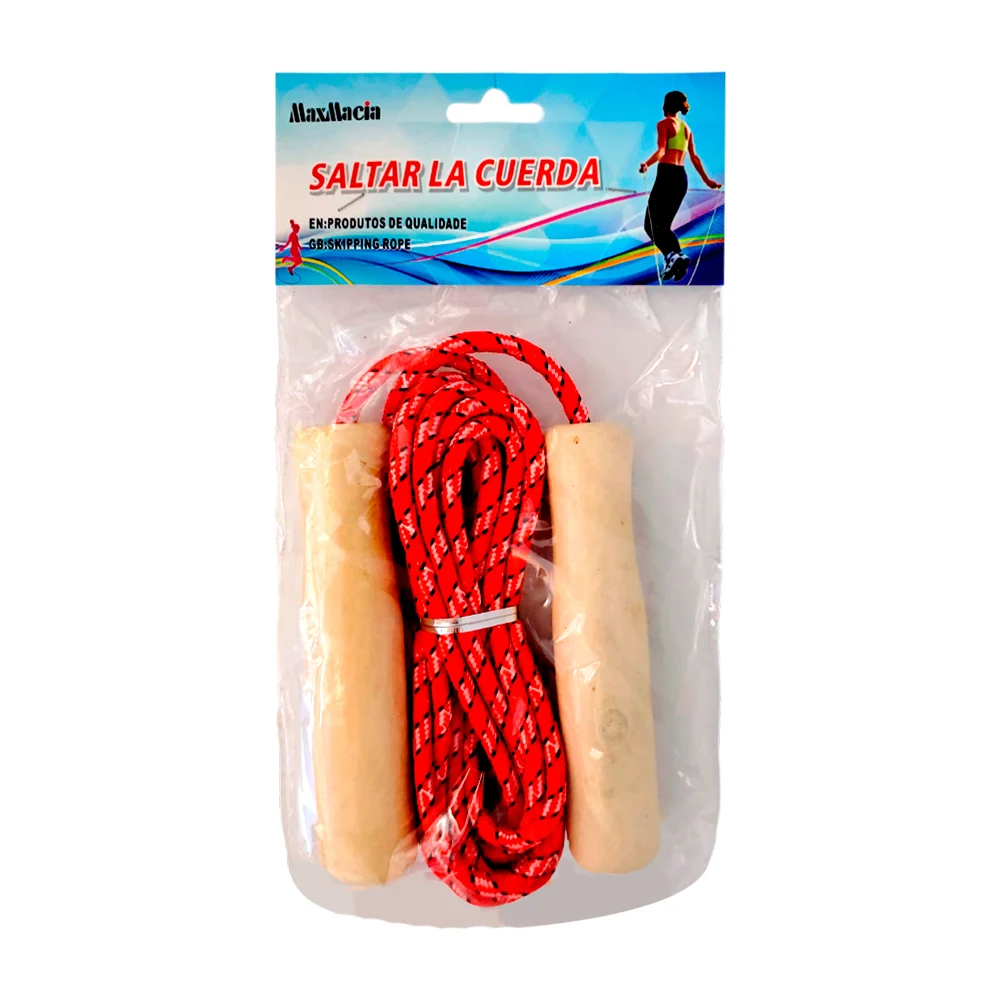 Cuerda para saltar con mango de madera, variedad de colores / maxmaci…