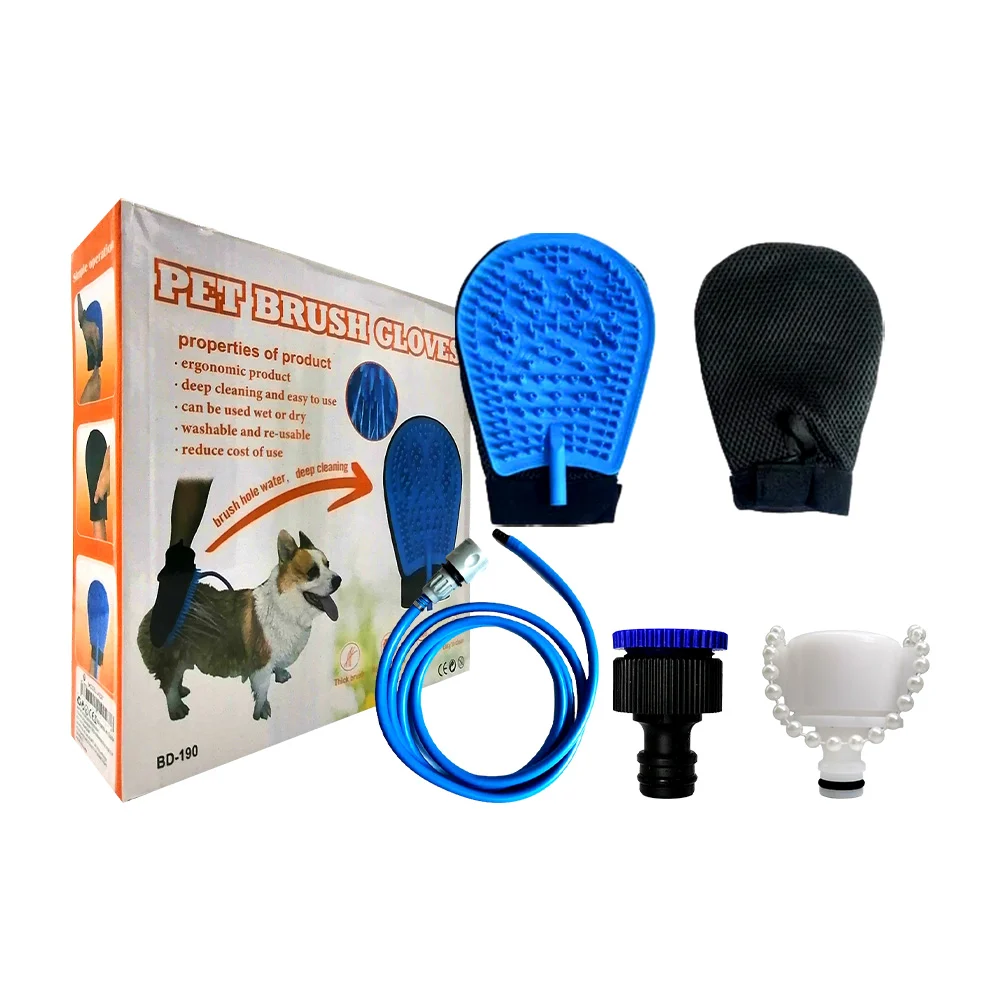 Guante de baño con manguera de 2m para mascota / pet brush glove / bd…