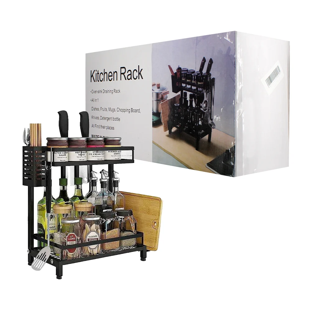 Organizador / escurridor metálico para cocina con 2 niveles, ganchos …