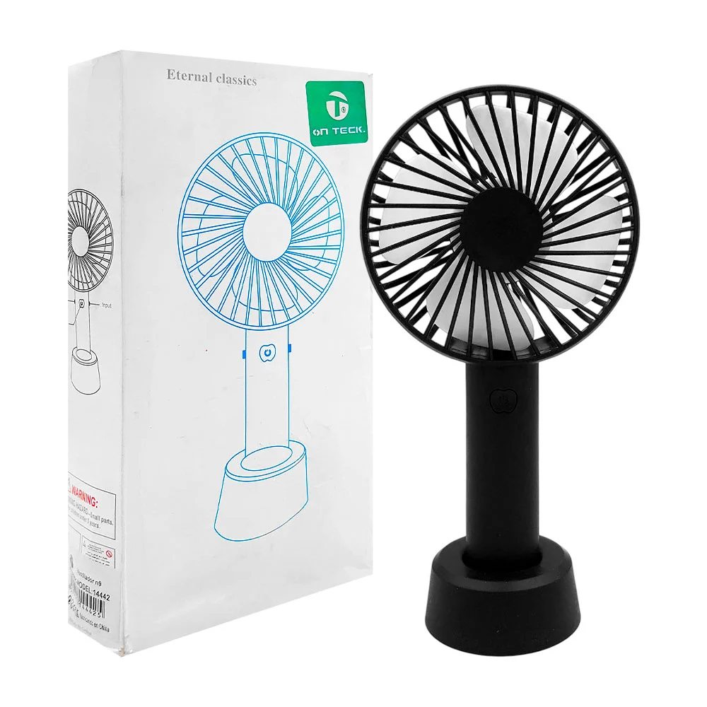 1pza Ventilador de mano recargable, con base de plástico y 3 velocida…