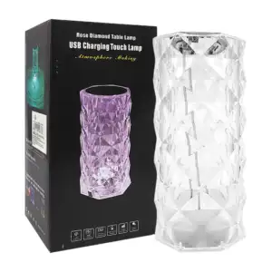 Lámpara touch recargable tipo cristal transparente con luz led rgb v …