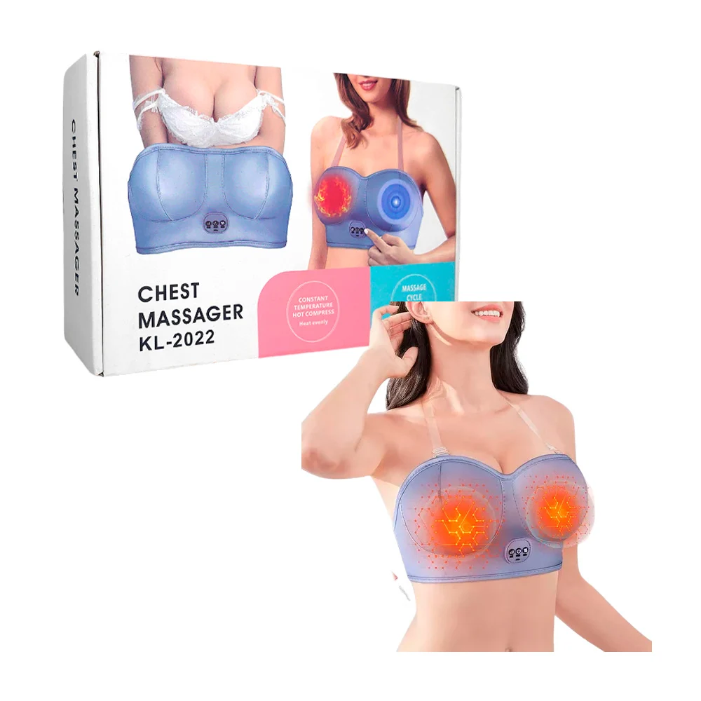 Sujetador masajeador de compresión caliente y vibración para los pech…