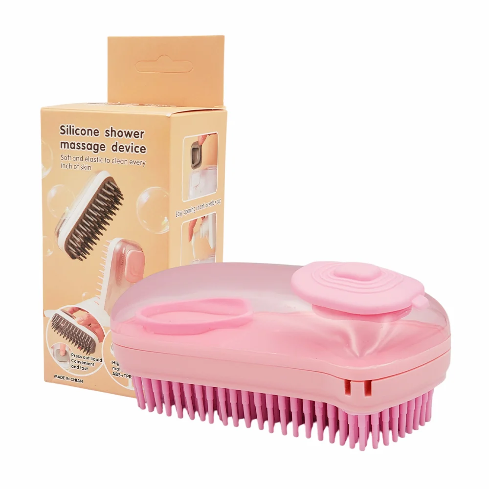 Cepillo rectangular multiusos de silicona con dispensador para shampo…